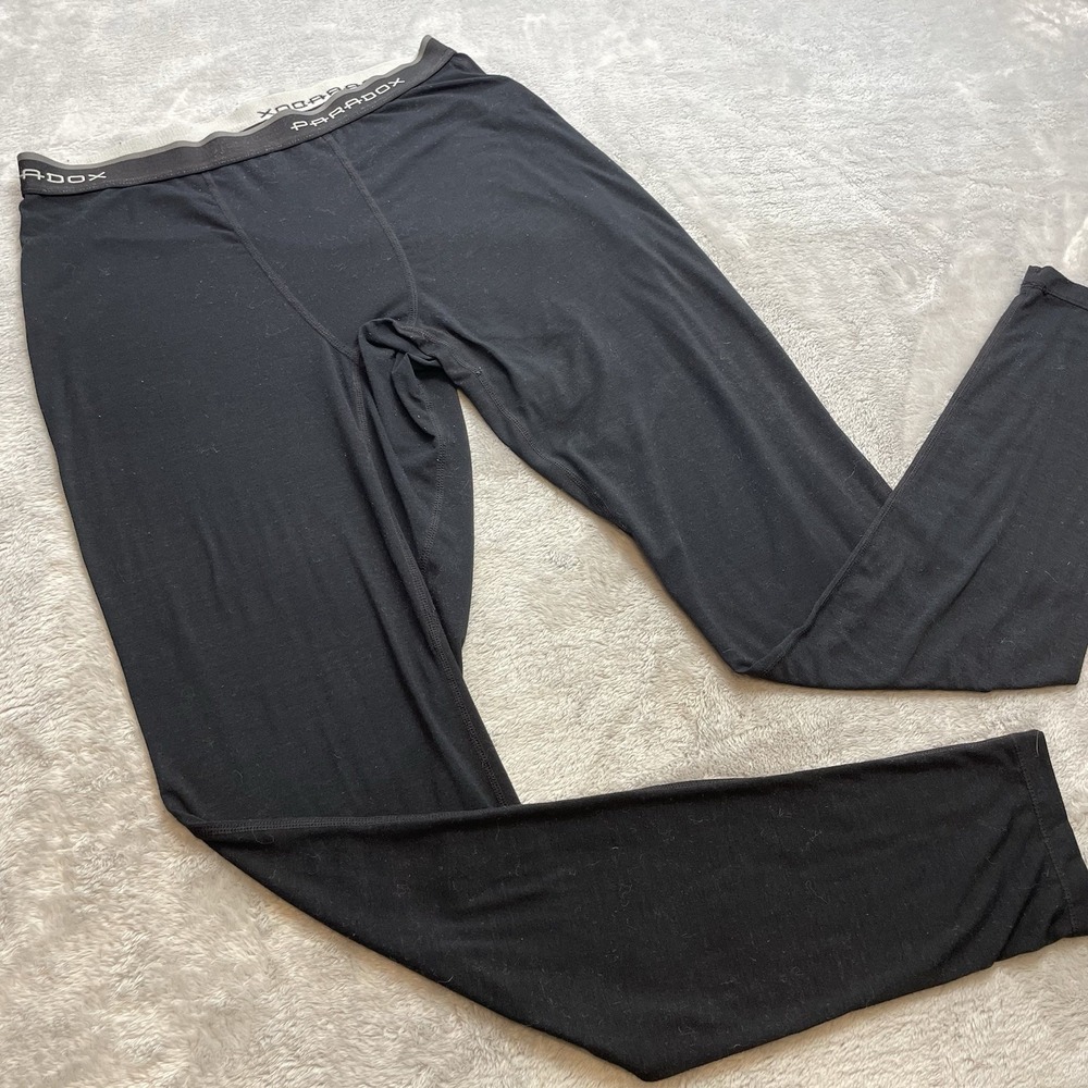 Paradox Mens Merino Blend Base Layer Leggings Pants Size M Black Performance